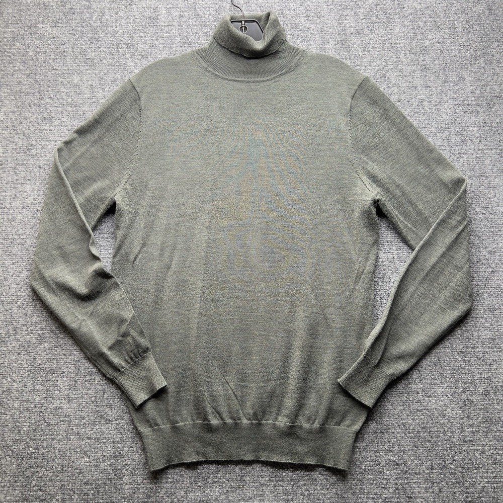 Suitsupply‎ 100% Merino Wool Sweater Jumper Turtleneck Khaki Green Mens Size S